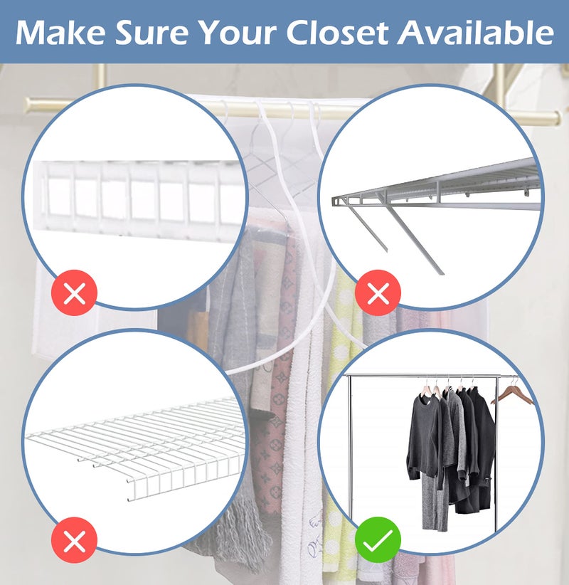 SLEEPING LAMB Hanging Closet Cover for Storage Dustproof Shoulder Cover Garment Protector for Clothes, Coats, Suits, Dresses, 2 Pack, White - Image 2
